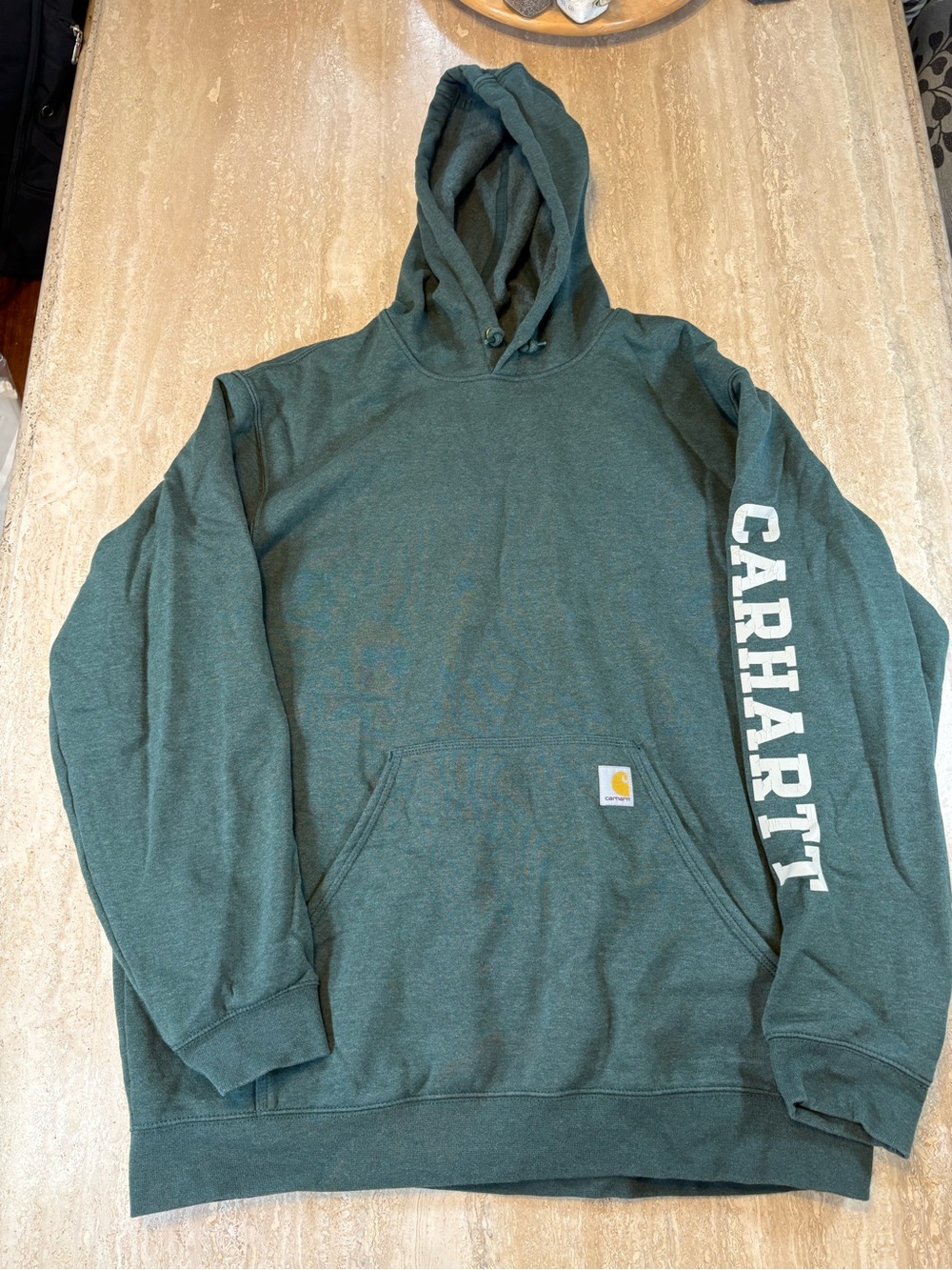 Carhartt Rain Defender Mens XL Loose Fit Sleeve Graphic Back Logo Hoodie Green